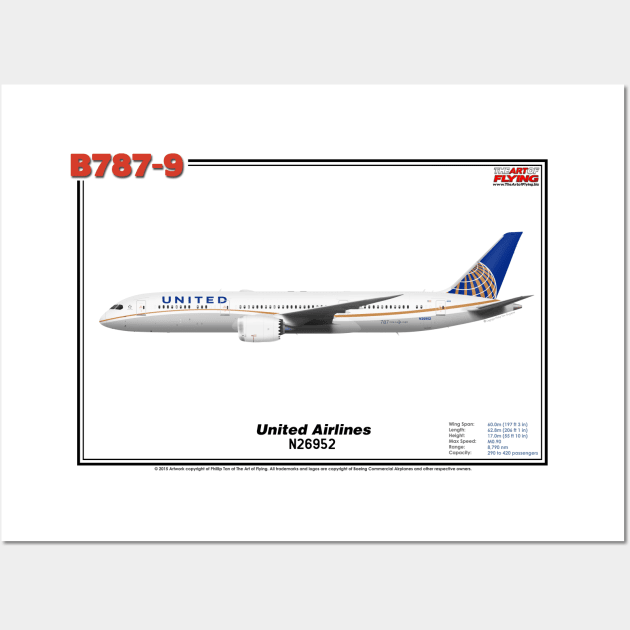 Boeing B787-9 - United Airlines (Art Print) Wall Art by TheArtofFlying